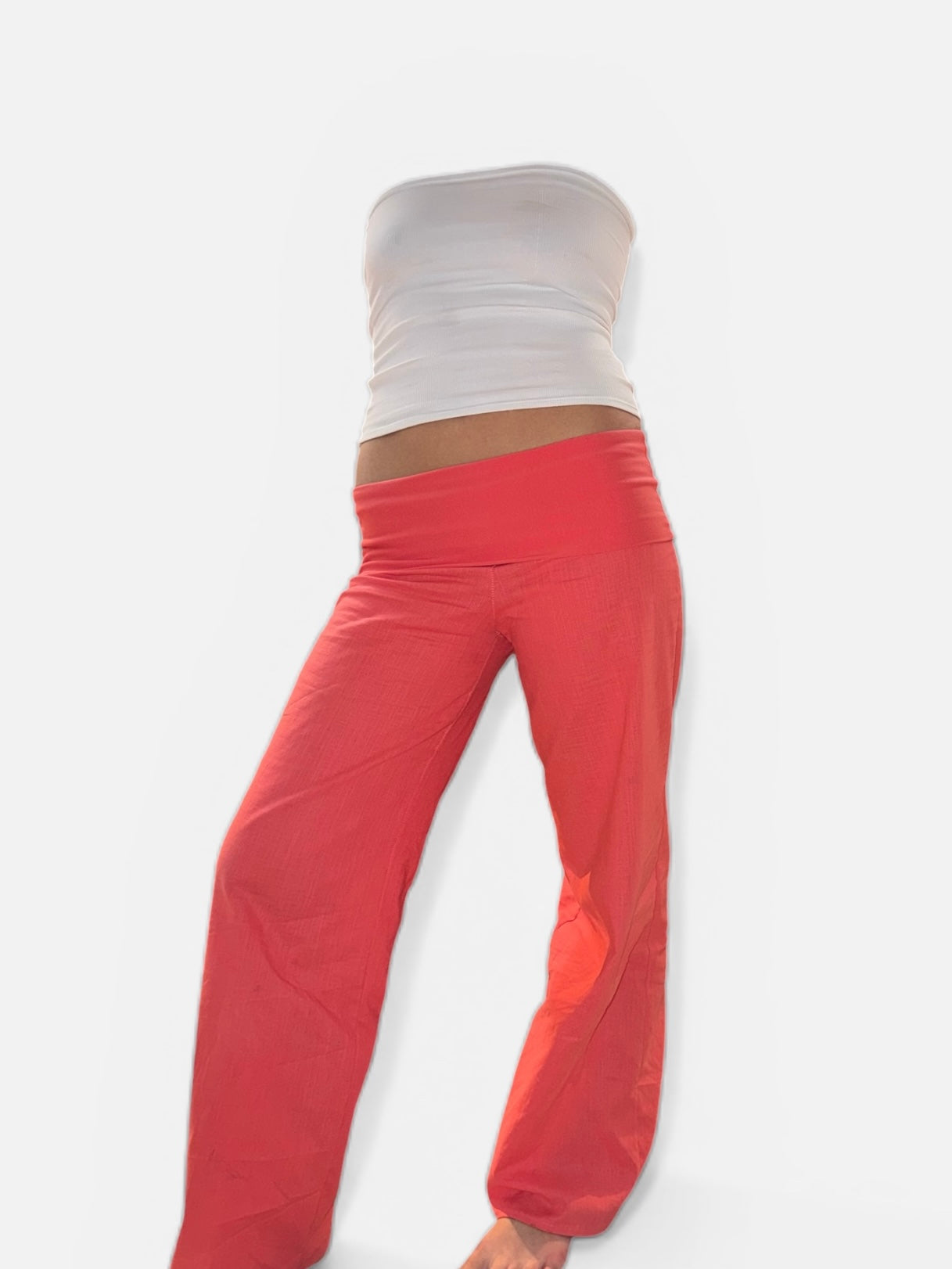 Coral linen pants