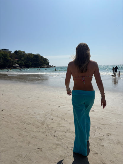 Turquoise linen pants