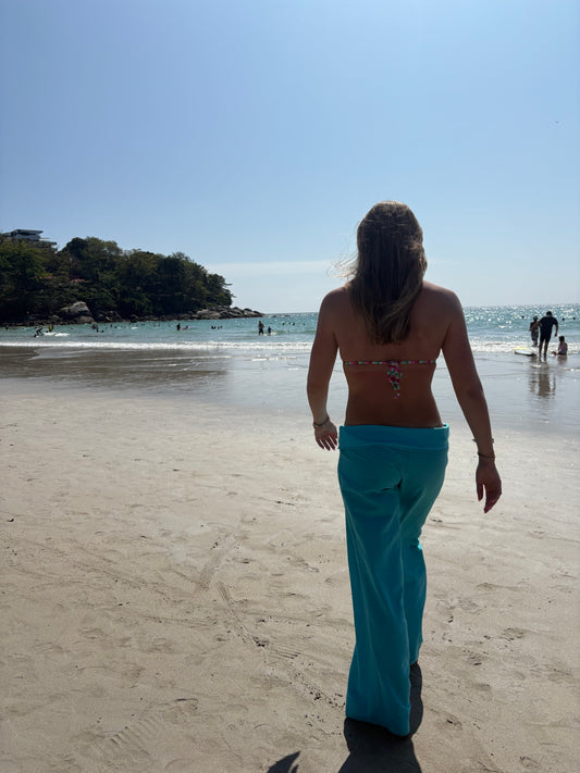 Turquoise linen pants