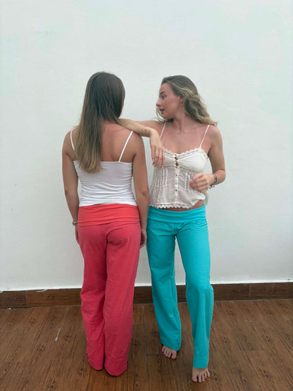 Turquoise linen pants