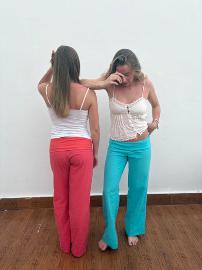Coral linen pants