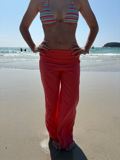 Coral linen pants