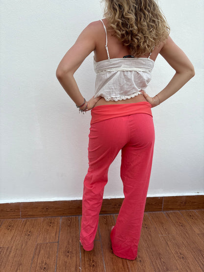 Coral linen pants