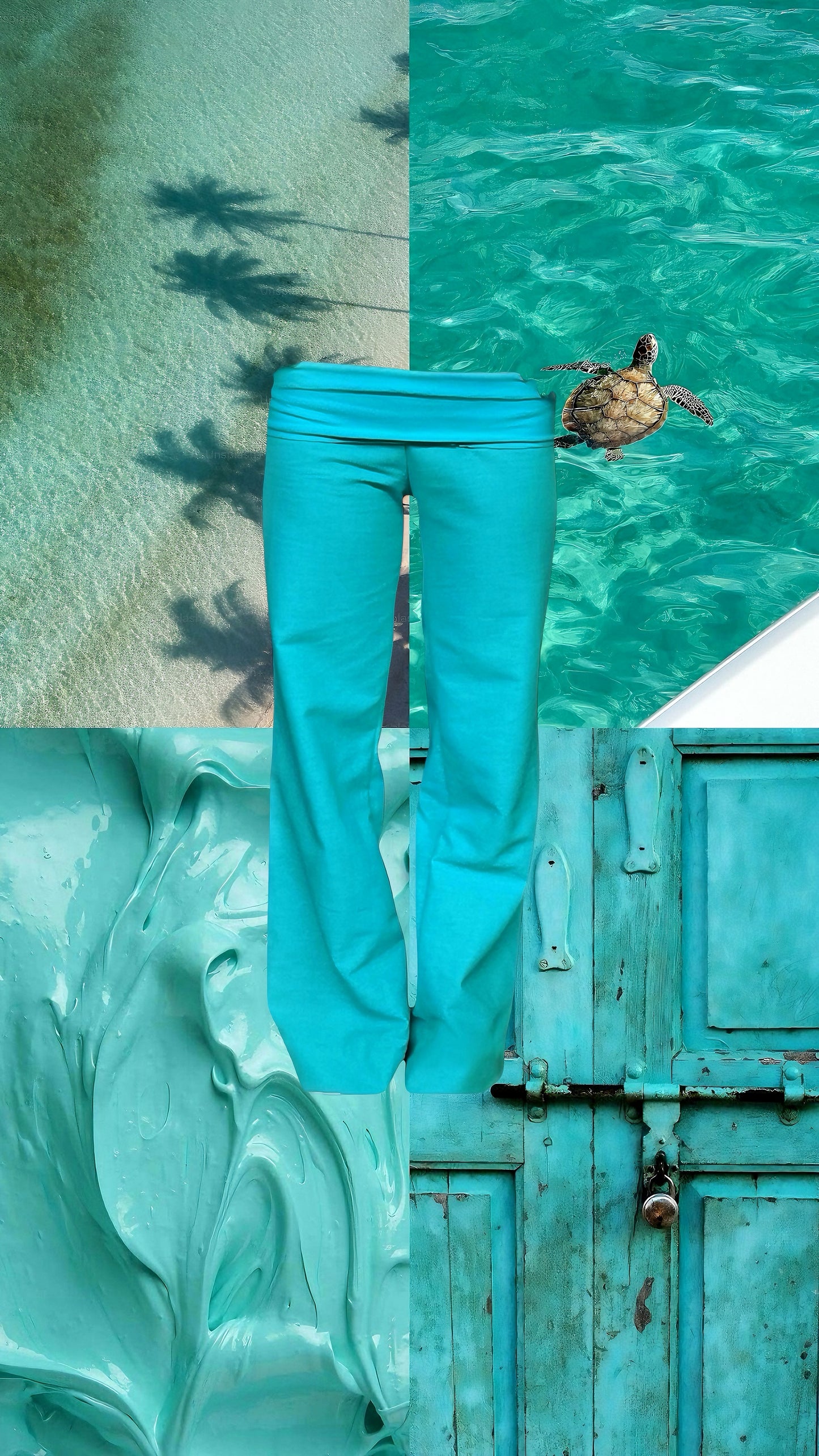 Turquoise linen pants
