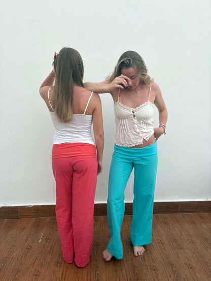 Turquoise linen pants