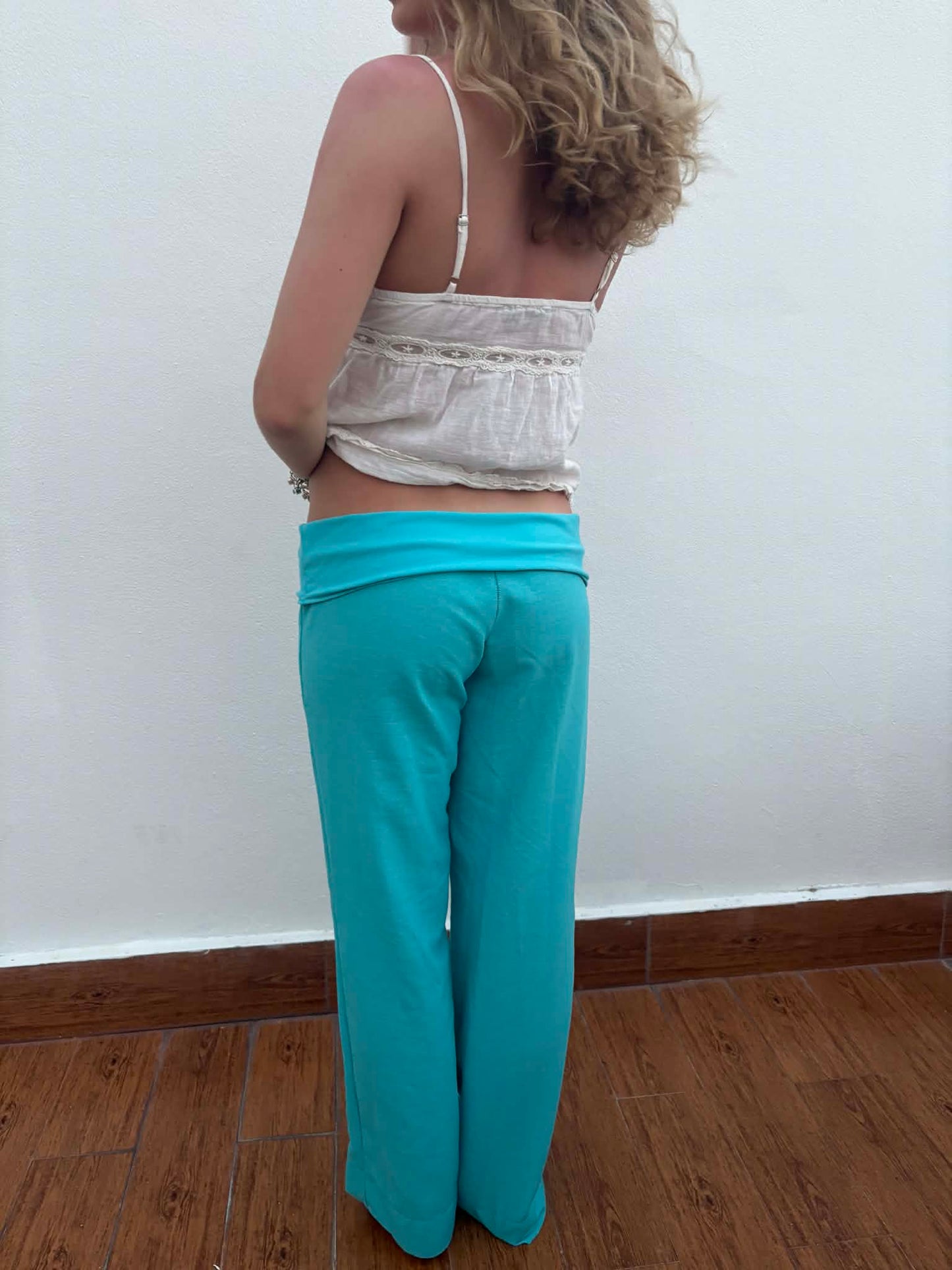 Turquoise linen pants