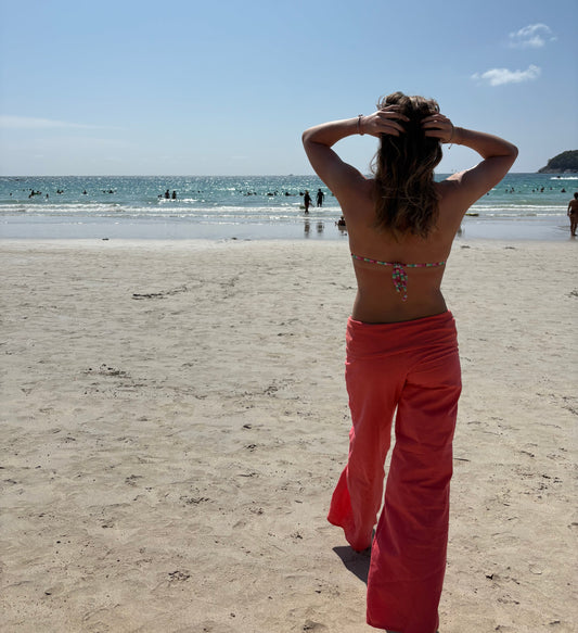 Coral linen pants