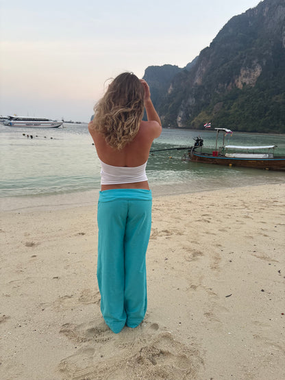 Turquoise linen pants